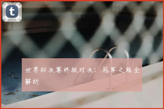 世界杯决赛终极对决：冠军之路全解析